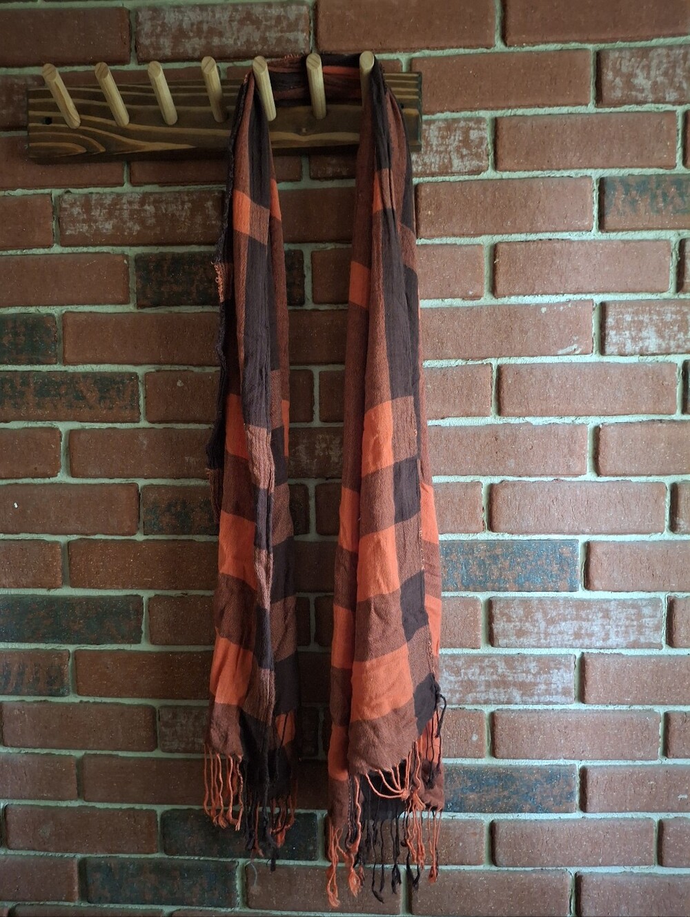 Orange and Brown Plaid Scarf